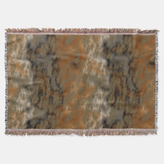 Bronze and Copper Marble Abstract Throw Blanket (Front)