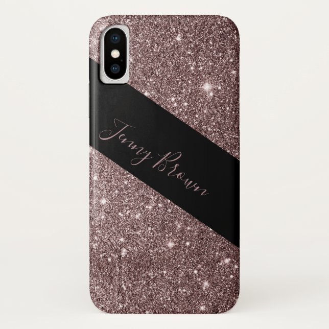 bronze and glitter elegant monogram Case-Mate iPhone case (Back)