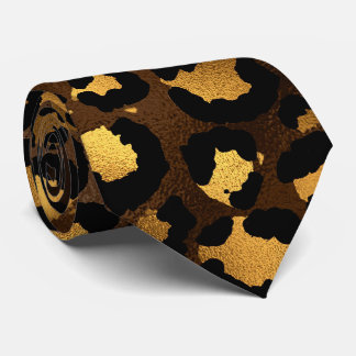 Bronze and Gold Leopard Print Tie