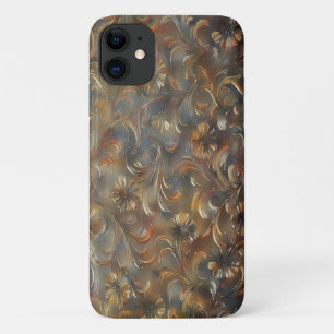 Bronze and Grey Floral Art Phone Case