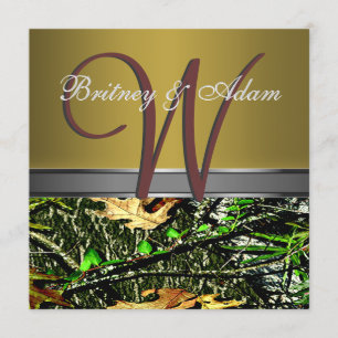 Bronze and Mossy Green Camo Wedding Invitations
