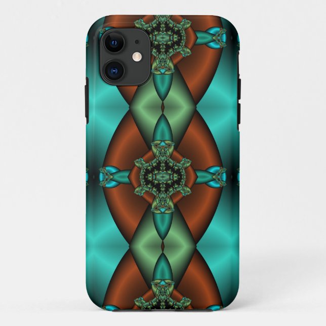 bronze and teal abstract iphone case (Back)