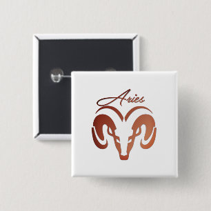 Bronze Aries the Ram Zodiac 15 Cm Square Badge