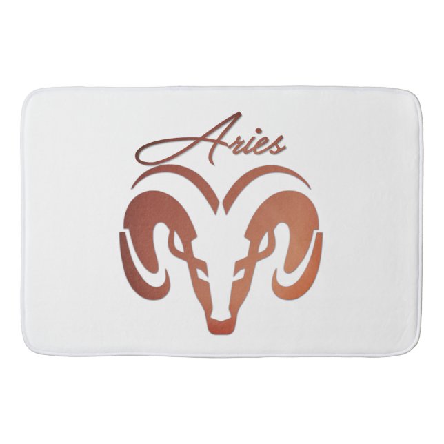 Bronze Aries the Ram Zodiac Bath Mat (Front)
