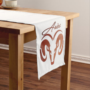 Bronze Aries the Ram Zodiac Long Table Runner