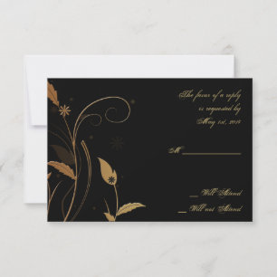 Bronze Art Deco Peacock and Floral Response Card