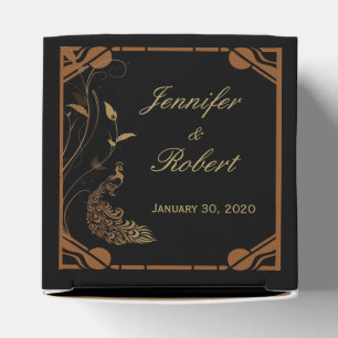 Bronze Art Deco Peacock and FloralW edding Favour Box