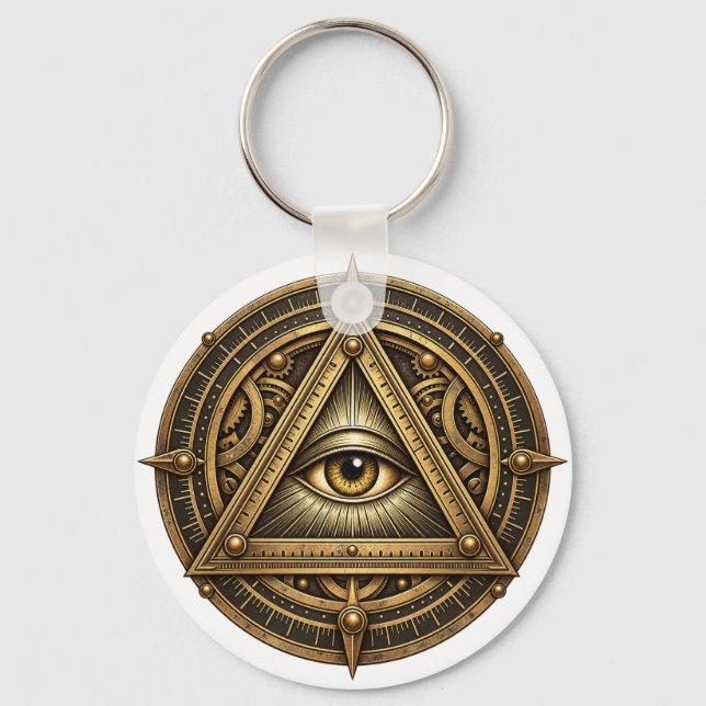 Bronze Astrolabe Eye Key Ring (Front)