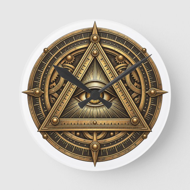 Bronze Astrolabe Eye Round Clock (Front)