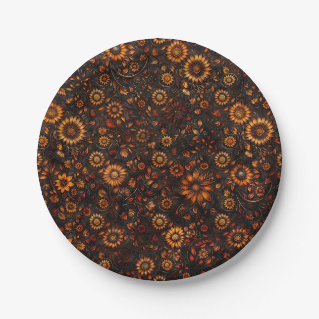 Bronze Autumn Vines Paper Plate (Front)