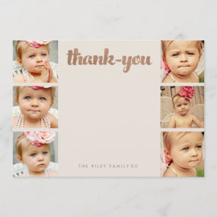 Bronze Baby Thank You 6 Photo Frame Flat Cards