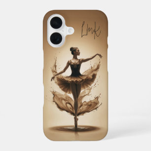 Bronze Ballerina Splash Custom Initials Ballet iPhone 16 Case