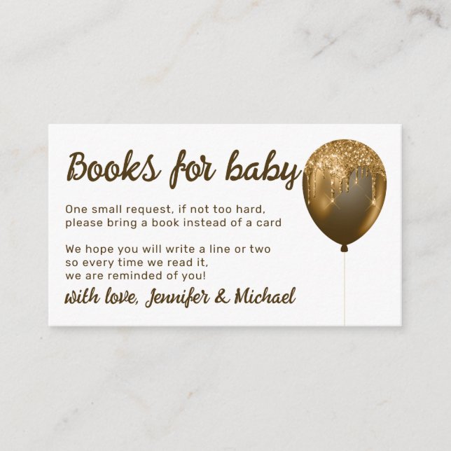 Bronze Balloon Sparkles Party Books for Baby Enclosure Card (Front)