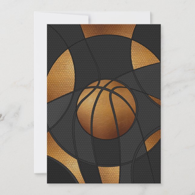 Bronze Basketball Abstract Art Holiday Card (Front)