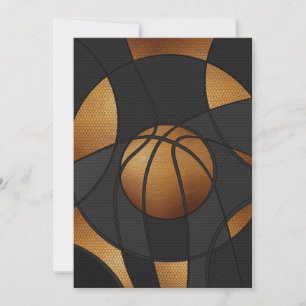 Bronze Basketball Abstract Art Holiday Card