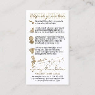 Bronze Before After Care Instruction Spray Tanning Business Card