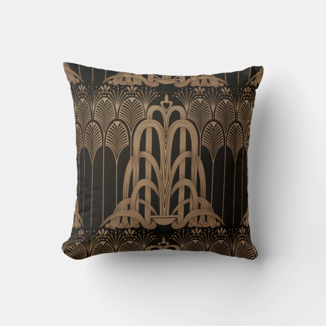 Bronze,black,art deco, art nouveau, floral,pattern cushion (Front)