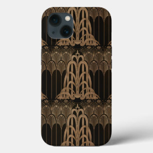 Bronze,black,art deco, art nouveau, floral,pattern iPhone 13 case