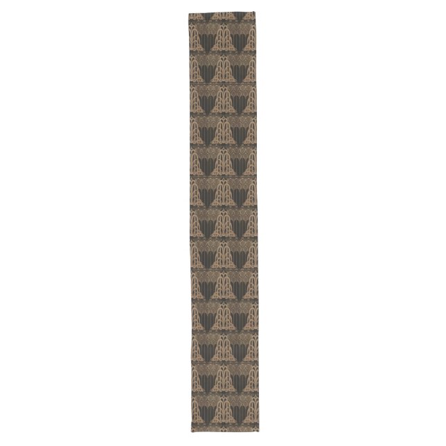 Bronze,black,art deco, art nouveau, floral,pattern long table runner (Front)