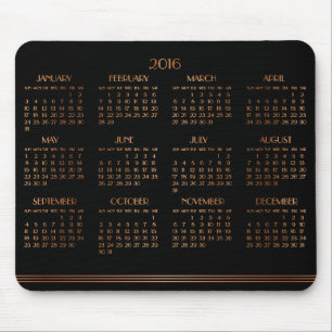 Bronze Black Art Deco Calendar 2016 Mouse Pad