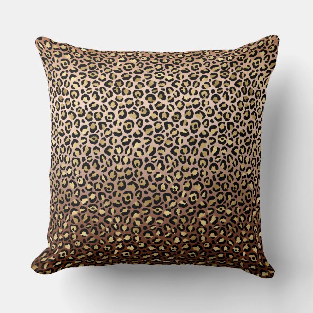 Bronze Black Gold Ombre Leopard Print     Cushion (Front)