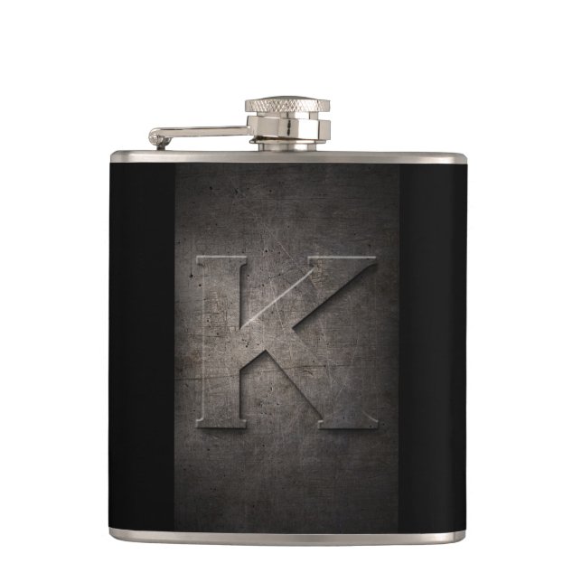 Bronze Black Metal K Monogram Flask (Front)