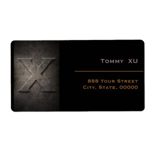 Bronze Black Metal Monogram X Address Label