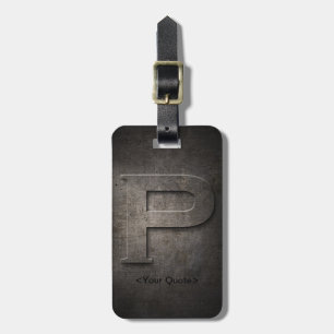 Bronze Black Metal P Monogram Travel Luggage Tag