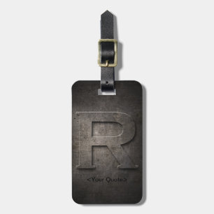 Bronze Black Metal R Monogram Travel Luggage Tag