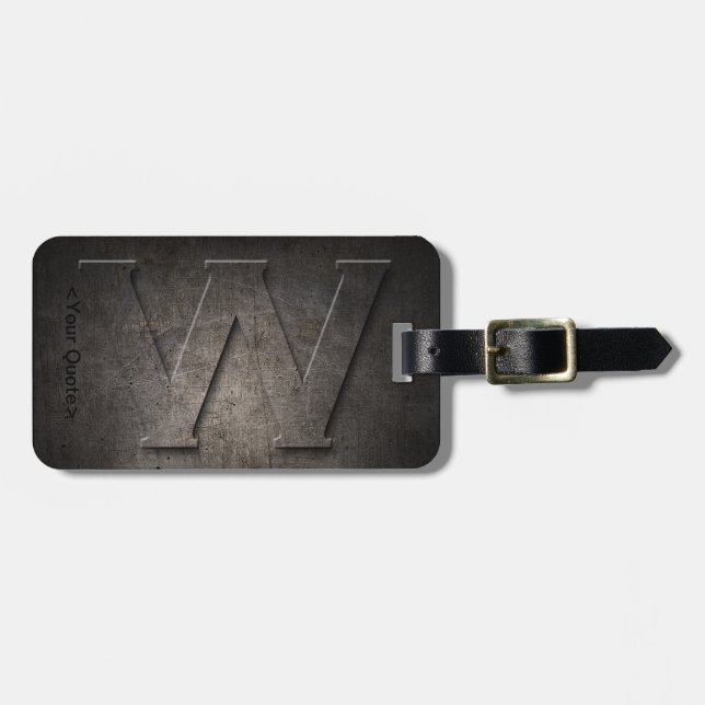 Bronze Black Metal W Monogram Travel Luggage Tag (Front Horizontal)