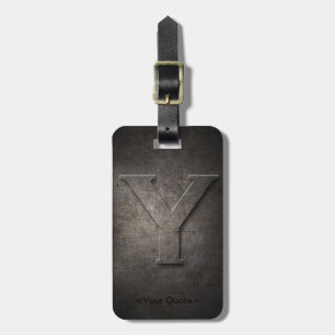 Bronze Black Metal Y Monogram Travel Luggage Tag
