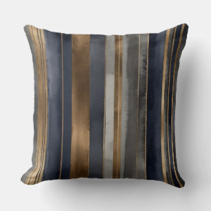 Bronze Blue and charcoal stripes Cushion