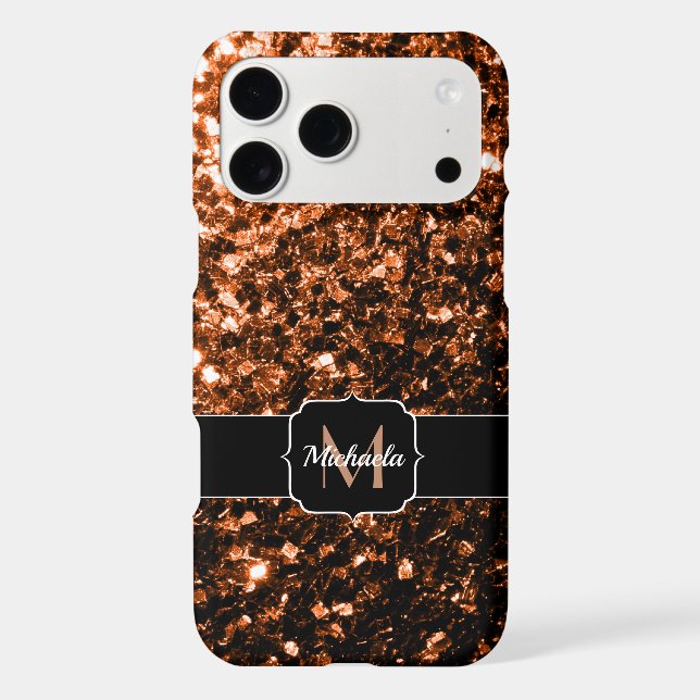 Bronze brown copper faux glitter sparkles Monogram (Back)
