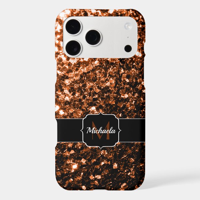 Bronze brown copper faux glitters sparkle Monogram (Back)