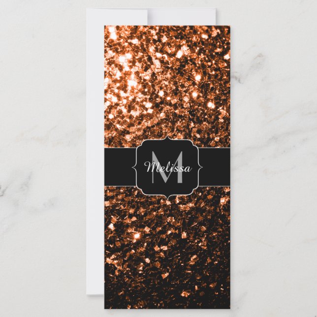 Bronze brown copper faux glitters sparkle Monogram (Front)