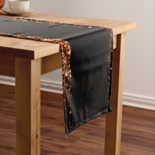 Bronze brown copper faux glitters sparkles black medium table runner
