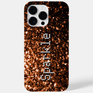 Bronze brown copper faux glitters sparkles Text Case-Mate iPhone 14 Pro Max Case