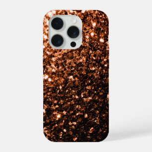 Bronze brown faux glitter sparkles iPhone 15 pro case