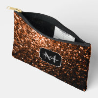 Bronze brown faux glitter sparkles Monogram