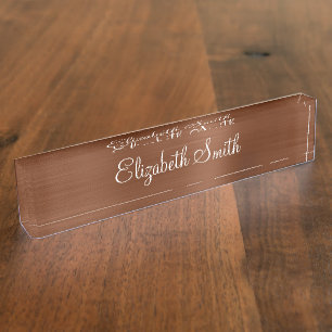 Bronze Brown Faux Metallic Foil Nameplate