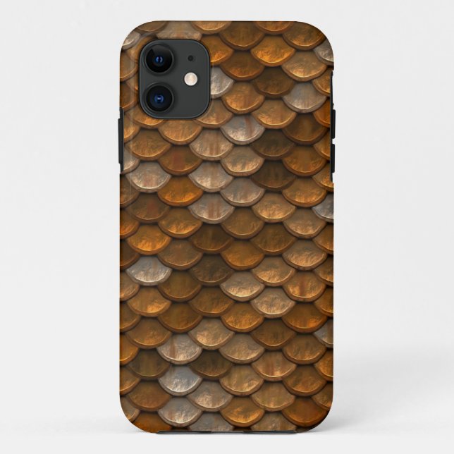 Bronze Brown Mermaid Fish Scale Dragon Texture Case-Mate iPhone Case (Back)