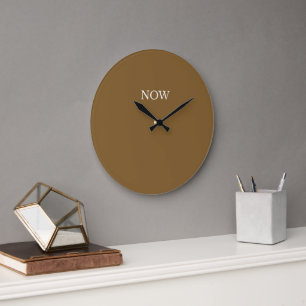 Bronze Brown Solid Colour Minimalist Design Plain Large Clock