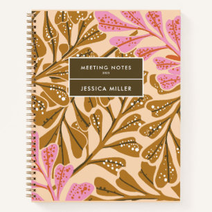 Bronze brown & Sugar pink dotted Personalize Name Notebook