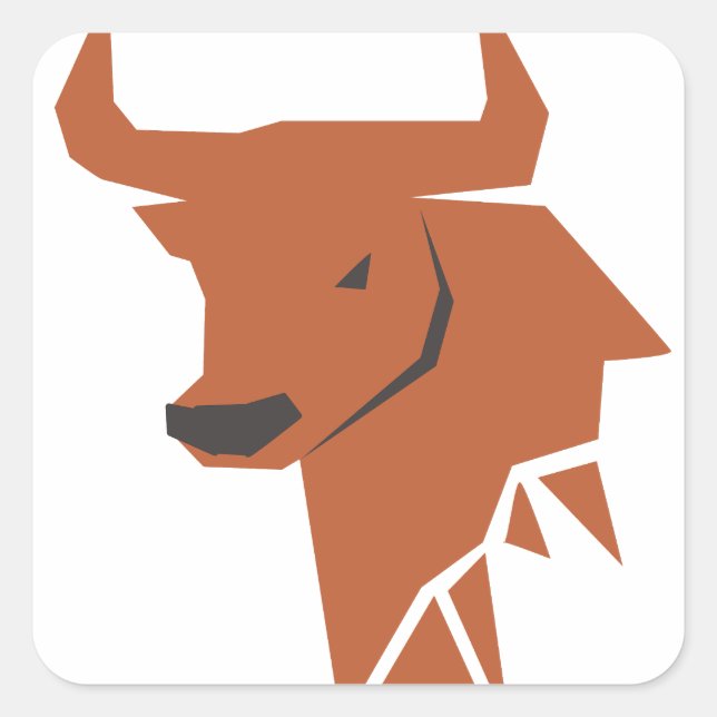 Bronze Bull Silhouette Zodiac Square Sticker (Front)