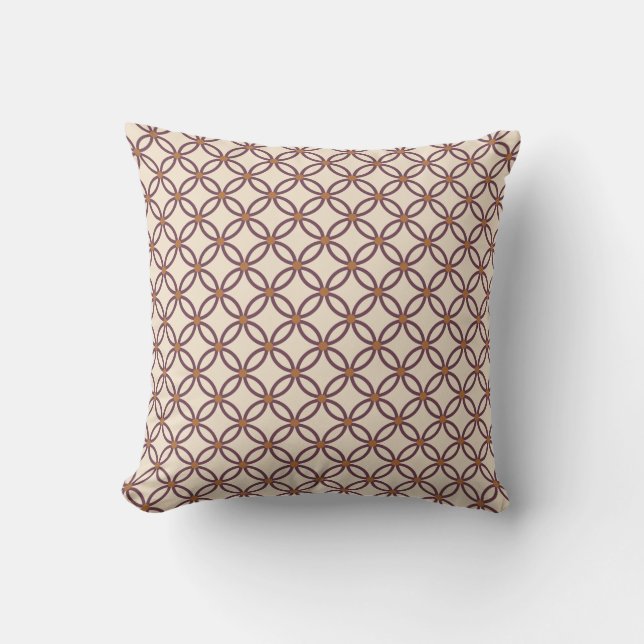 Bronze Burgundy Off-White Flower Geometric Pattern Cushion (Front)
