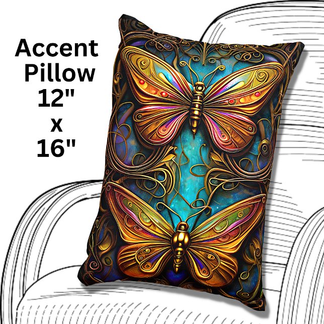 Bronze Butterflies on Aqua Blue   Decorative Cushion (Creator Uploaded)