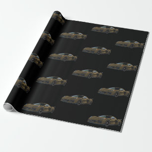 Bronze C8 Corvette Sports Car Hand Drawn Sketch Wrapping Paper