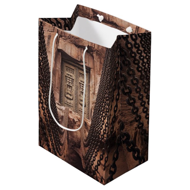 bronze chain door medium gift bag (Front Angled)