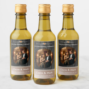 Bronze Champagne Joint Birthday Photo Wine Label