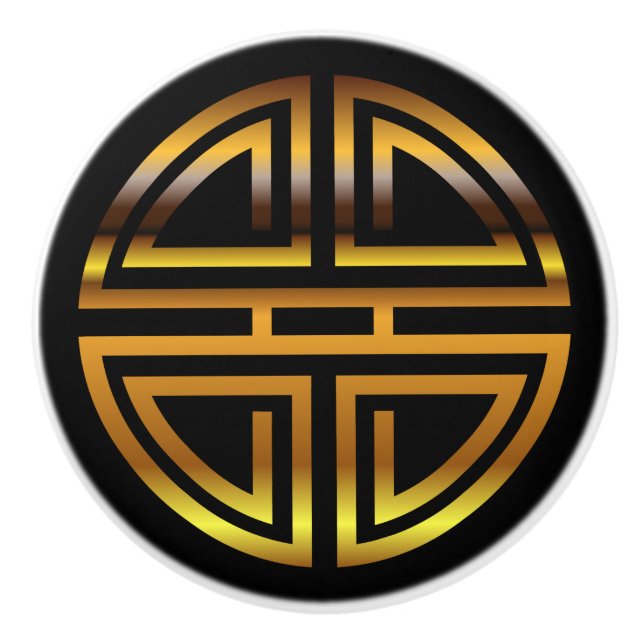 Bronze Classic Chinese Longevity Round Motif Ceramic Knob (Front)